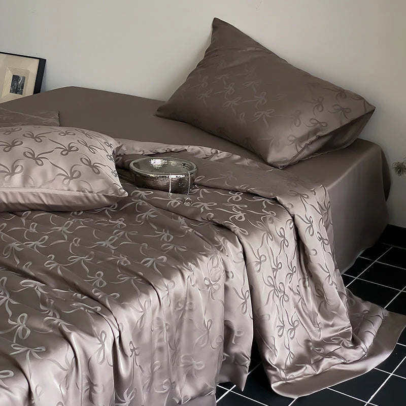 Bedding Set Tencel Satin Floral Jacquard