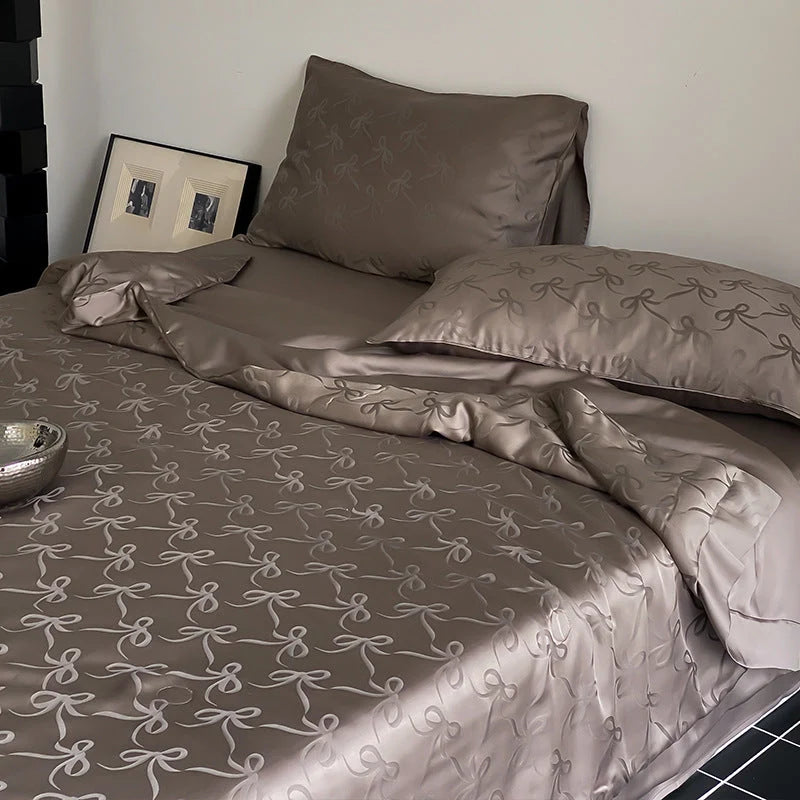 Bedding Set Tencel Satin Floral Jacquard