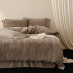 Bedding Set Textured Chenille Reversible Fleece 4-Piece