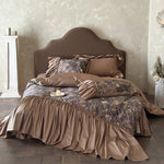 Bedding Set Tonal Floral Jacquard Ruffle Trim 4-Piece