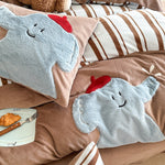 Bedding Set Velvet-Textured Quilted Check Machine-Washable
