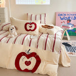 Bedding Set Velvet-Textured Quilted Check Machine-Washable