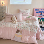 Bedding Set Velvet-Textured Quilted Check Machine-Washable
