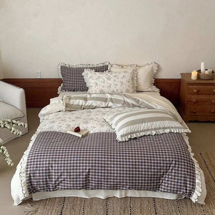 Bedding Set Vintage Patchwork Ruffle & Lace