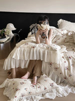 Bedding Set Vintage Rose Print Breathable Cotton Percale