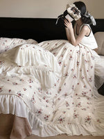 Bedding Set Vintage Rose Print Breathable Cotton Percale