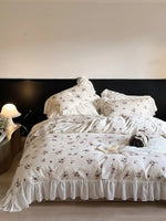 Bedding Set Vintage Rose Print Breathable Cotton Percale