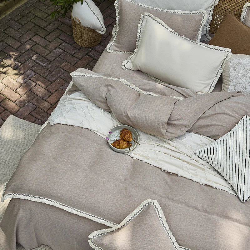 Bedding Set Washed Cotton-Linen Wrinkle-Resistant 4-Piece