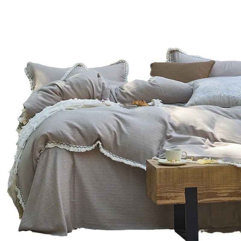 Bedding Set Washed Cotton-Linen Wrinkle-Resistant 4-Piece