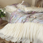 Bedding Set Watercolor Floral Gathered Ruffle