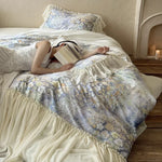 Bedding Set Watercolor Floral Gathered Ruffle