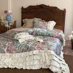 Bedding Set Watercolor Floral Integrated Bed Skirt