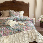 Bedding Set Watercolor Floral Integrated Bed Skirt