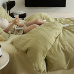 Bedding Set Wave-Textured Cotton Blend Temperature-Regulating