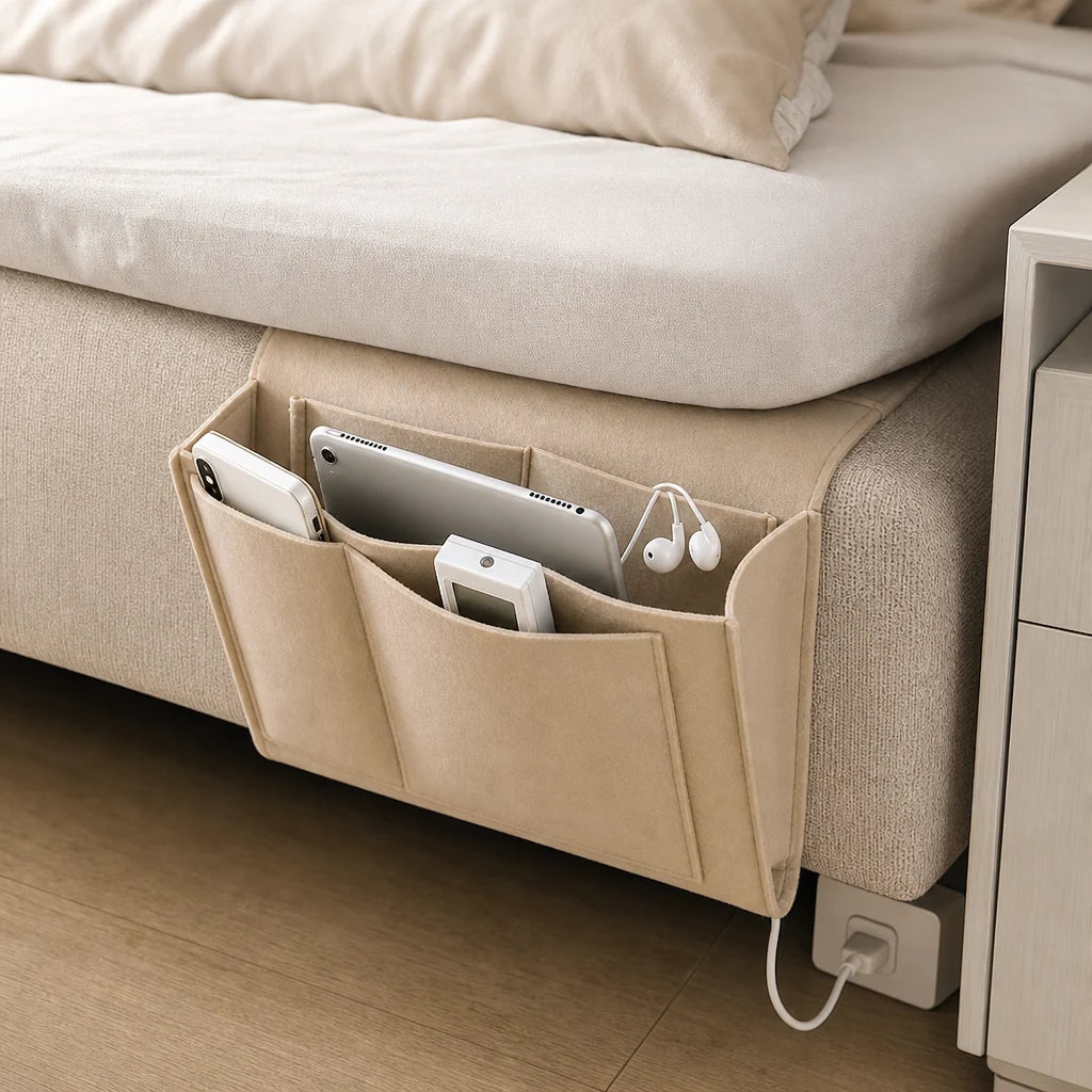 Bedside Storage Organizer Under-Mattress Felt Multiple Pockets