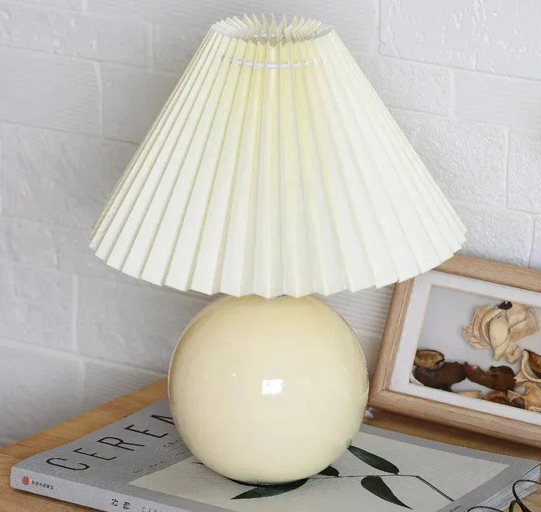 Bedside Table Lamp Folded Shade Ceramic Base