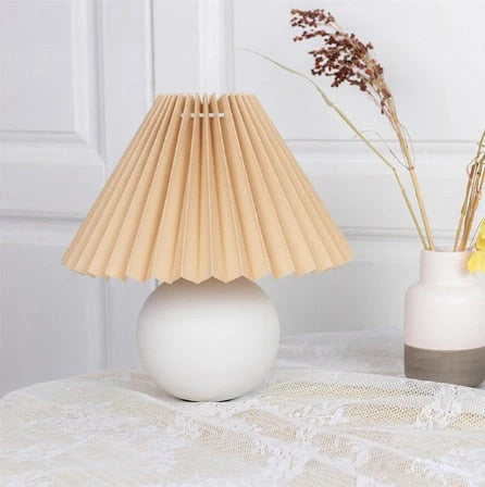 Bedside Table Lamp Folded Shade Ceramic Base