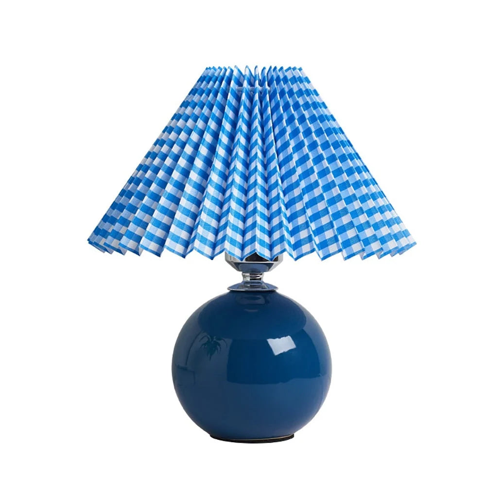 Bedside Table Lamp Folded Shade Ceramic Base