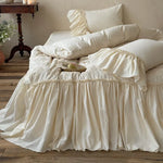 Bedspread & Bed Skirt Set Cotton Blend Embroidered 4-Piece