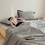 Bedspread Set Quilted Cotton Blend Heart Motif
