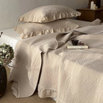 Bedspread Set Quilted Cotton & Ruffled Edge Includes Pillowcases