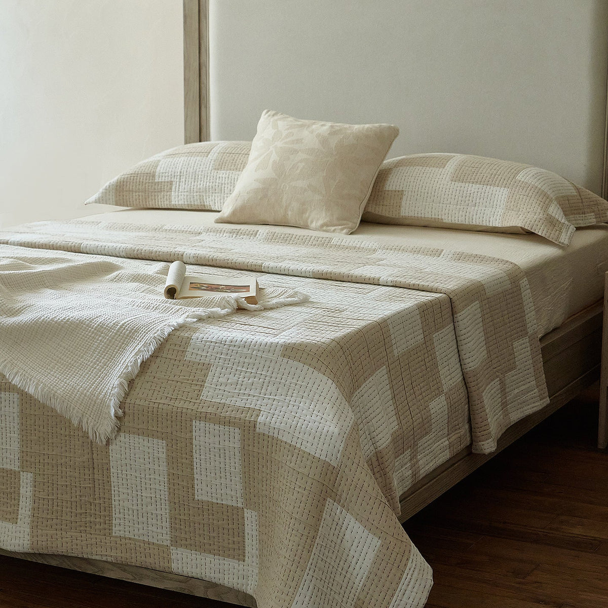 Bedspread Set Quilted Patchwork Cotton Blend