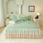 Bedspread Set Ruffled Edges Machine Washable 4-Piece