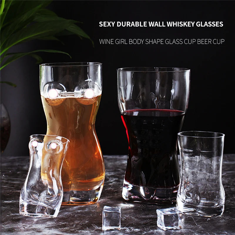 Beer Mug Body-Shaped Lead-Free Glass 13.5 Oz