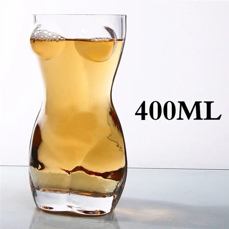 Beer Mug Body-Shaped Lead-Free Glass 13.5 Oz