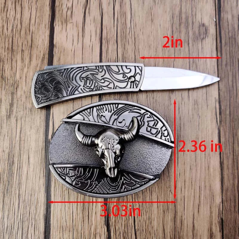 Belt Buckle Western Design Hidden EDC Tool Zinc Alloy
