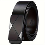 Belt Full-Grain Leather Automatic Ratchet Buckle