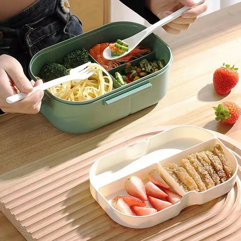 Bento Lunchbox Two-Tier Fork & Spoon Included
