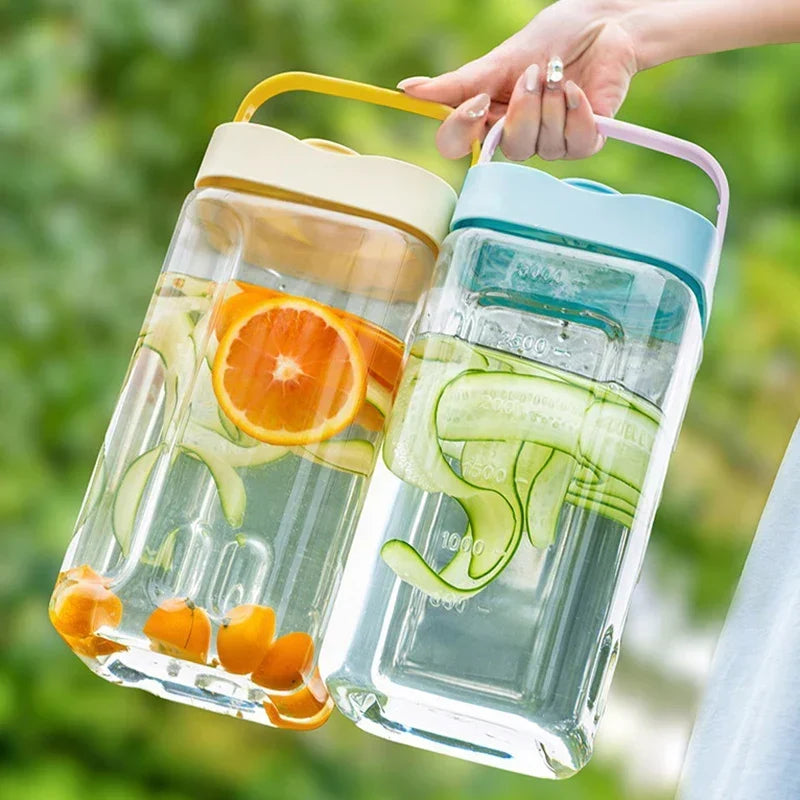Beverage Dispenser Built-In Tap Fridge-Friendly Shape With Carry Handle