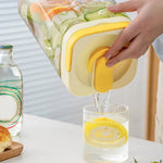 Beverage Dispenser Built-In Tap Fridge-Friendly Shape With Carry Handle