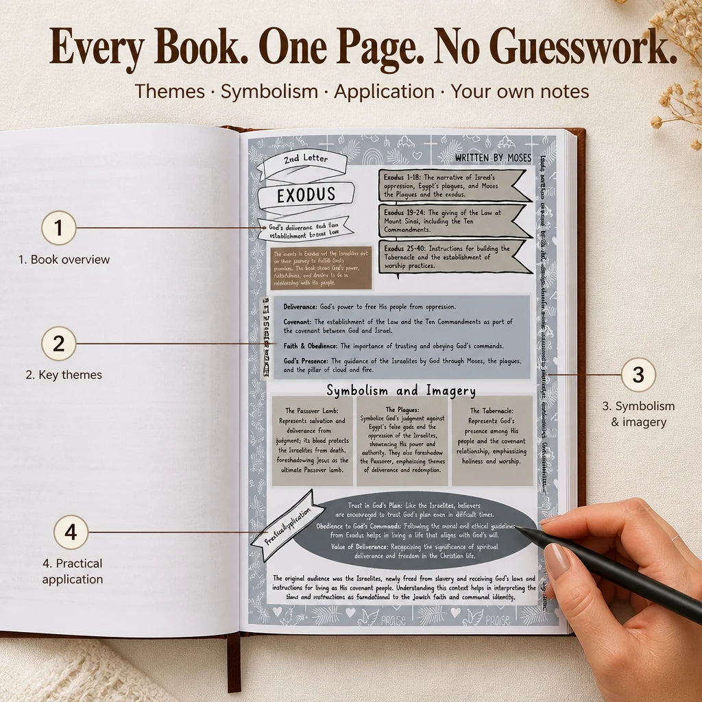 Bible Study Guide Faux Leather Hardcover Ribbon Bookmark for 66 Books