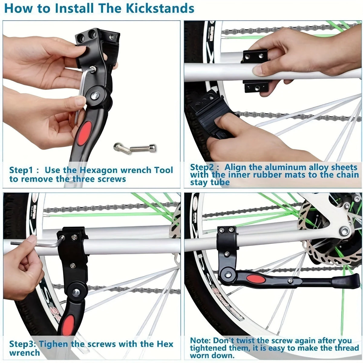 Bicycle Kickstand Side-Mount Adjustable Aluminum