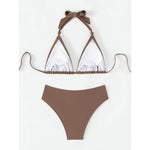 Bikini Set Adjustable Halterneck Ruched Side Bottoms