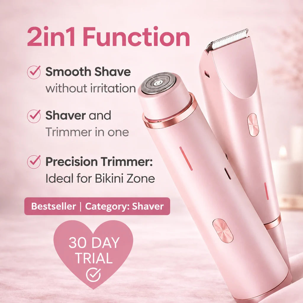 Bikini Trimmer Waterproof Cordless Dual Heads