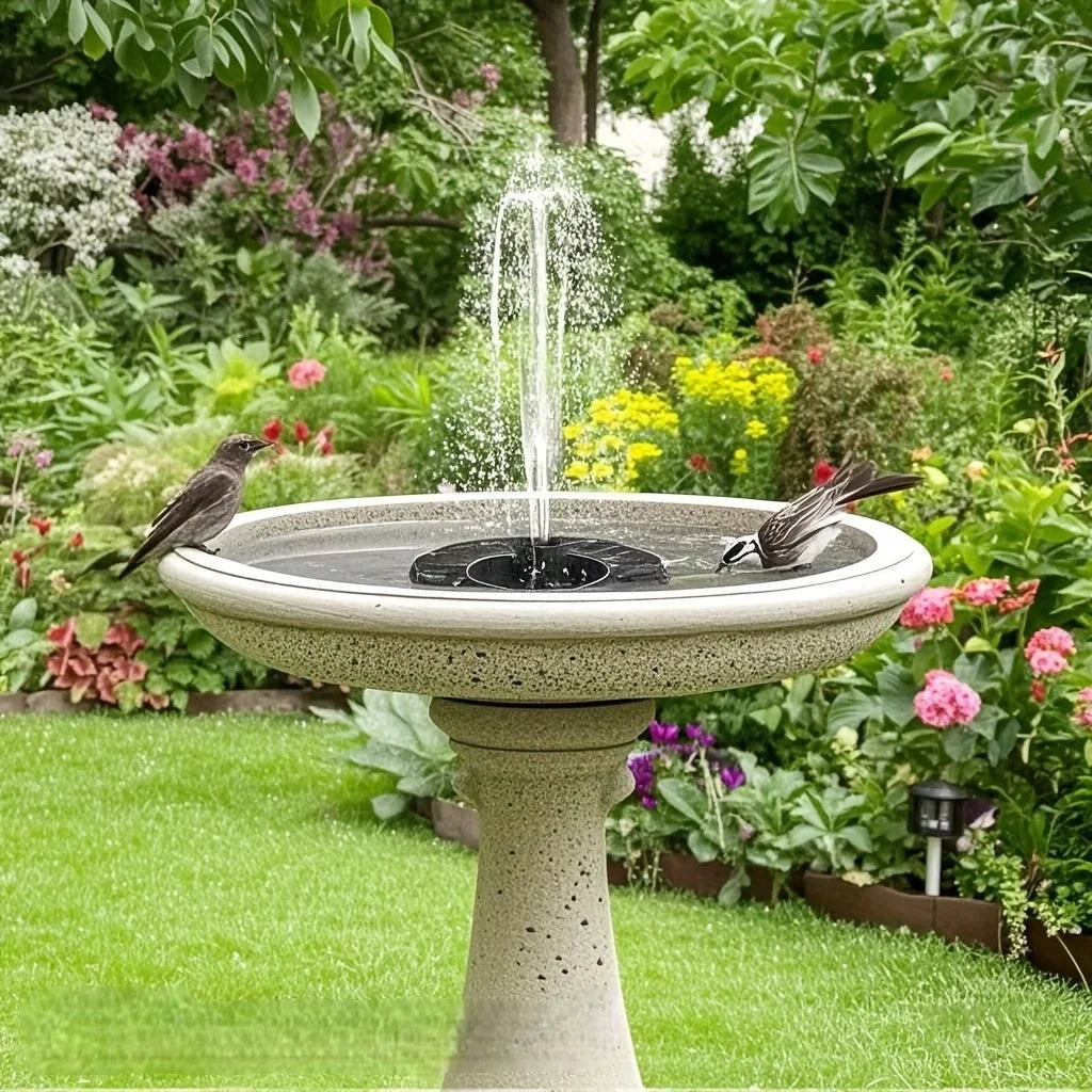 Bird Bath Fountain Solar-Powered & Interchangeable Nozzles