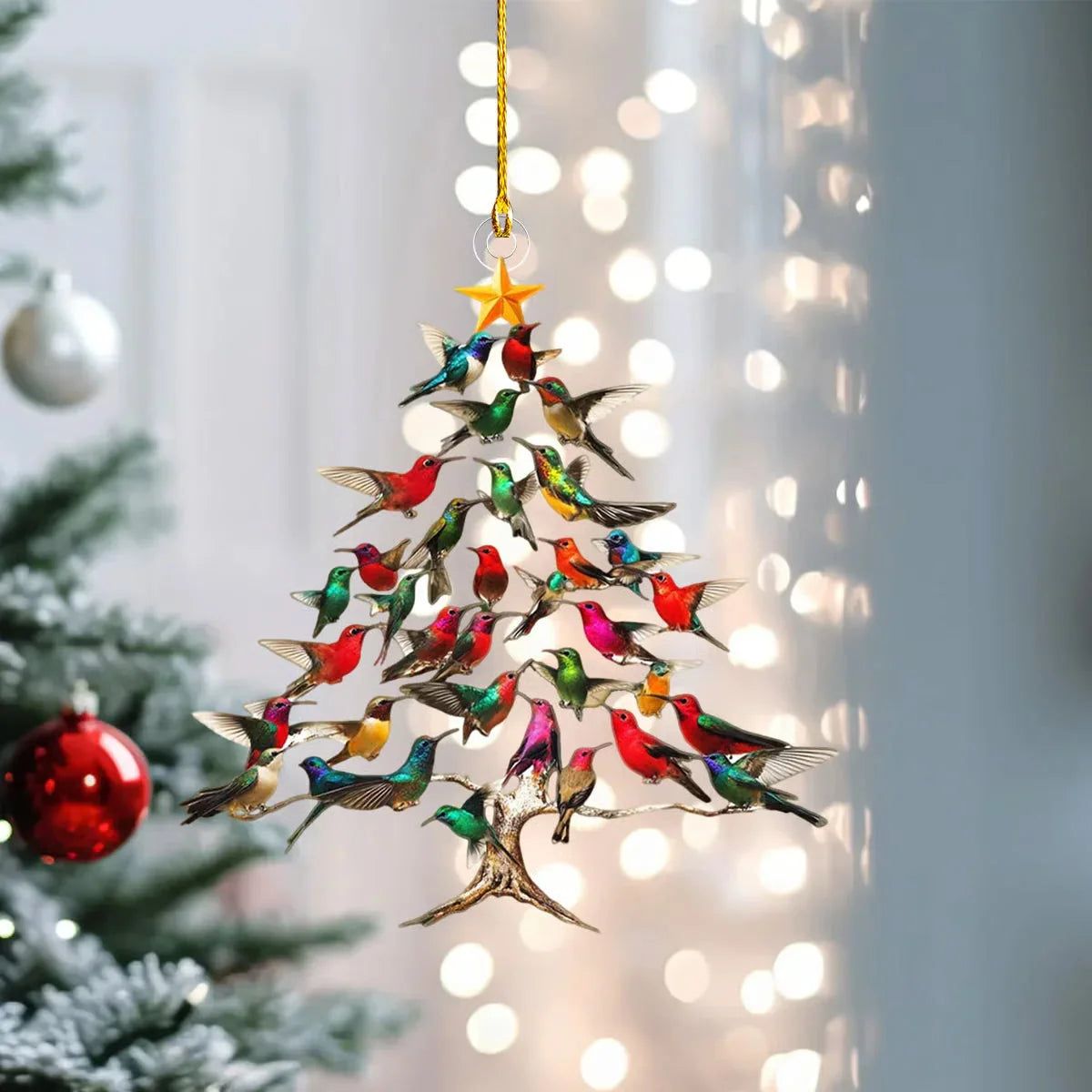 Bird Christmas Ornament Crystal Glass Colorful Light-Reflecting
