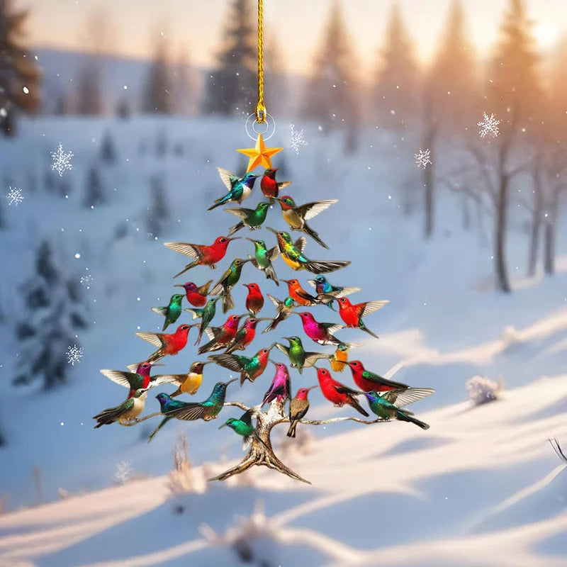 Bird Christmas Ornament Crystal Glass Colorful Light-Reflecting