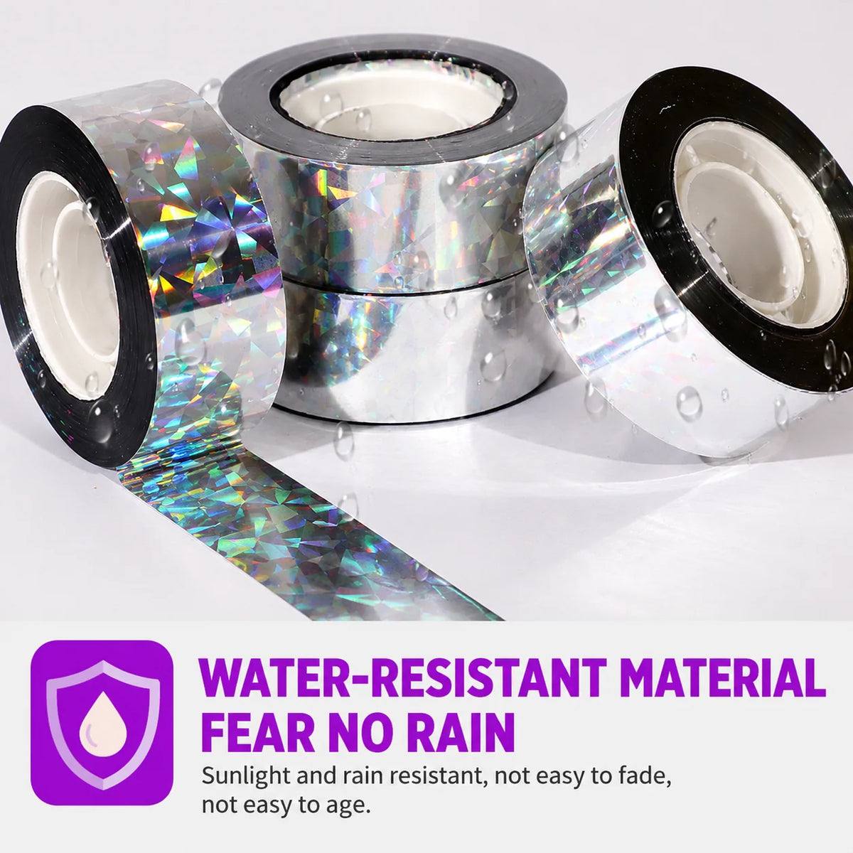 Bird Deterrent Tape Holographic Reflective Weather-Resistant 2 Rolls