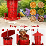 Bird Feeder Metal Retractable 32 Oz Three Water Cups