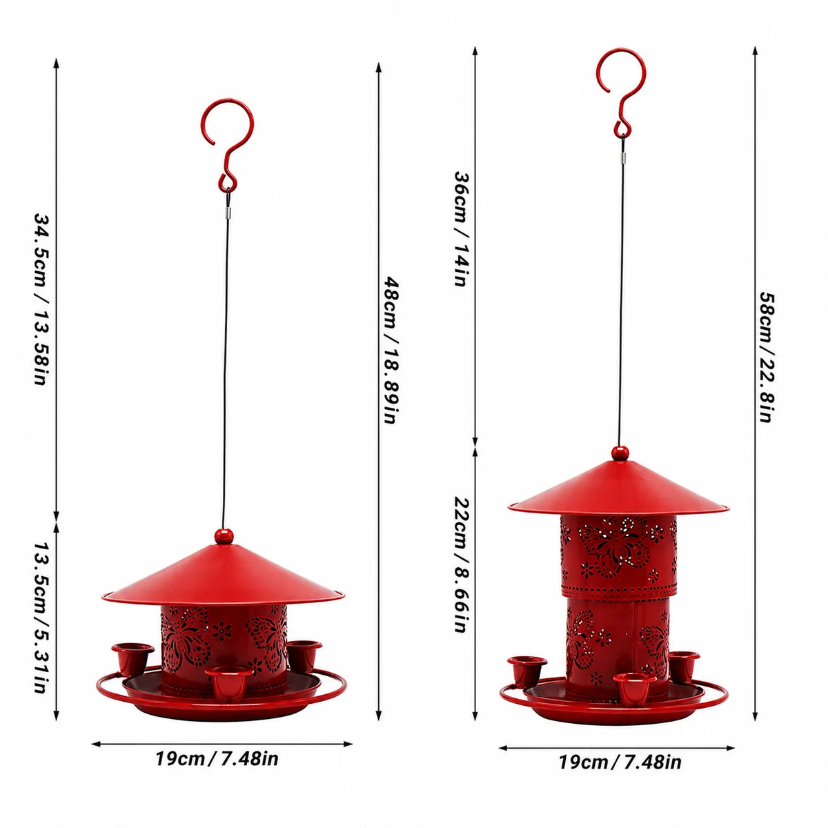 Bird Feeder Metal Retractable 32 Oz Three Water Cups