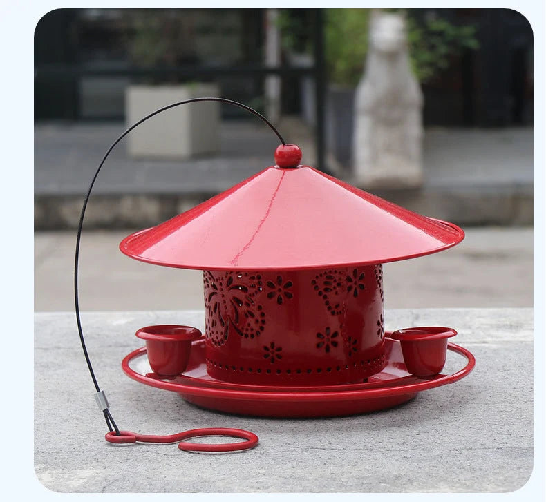Bird Feeder Metal Retractable 32 Oz Three Water Cups