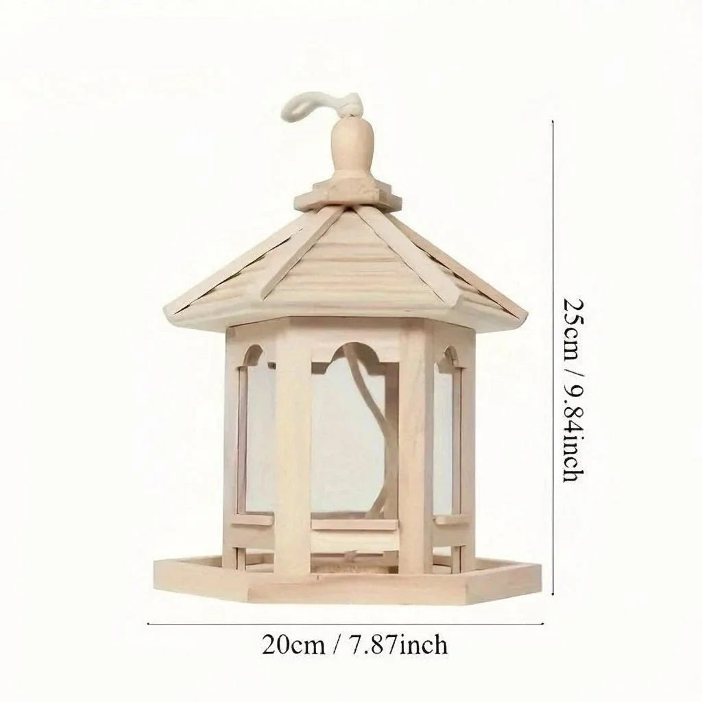 Bird Feeder Wooden Woven Hanging Integrated Water System