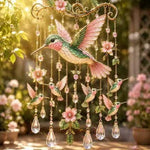 Bird Suncatcher Wind Chime Layered Strands Clear Drops