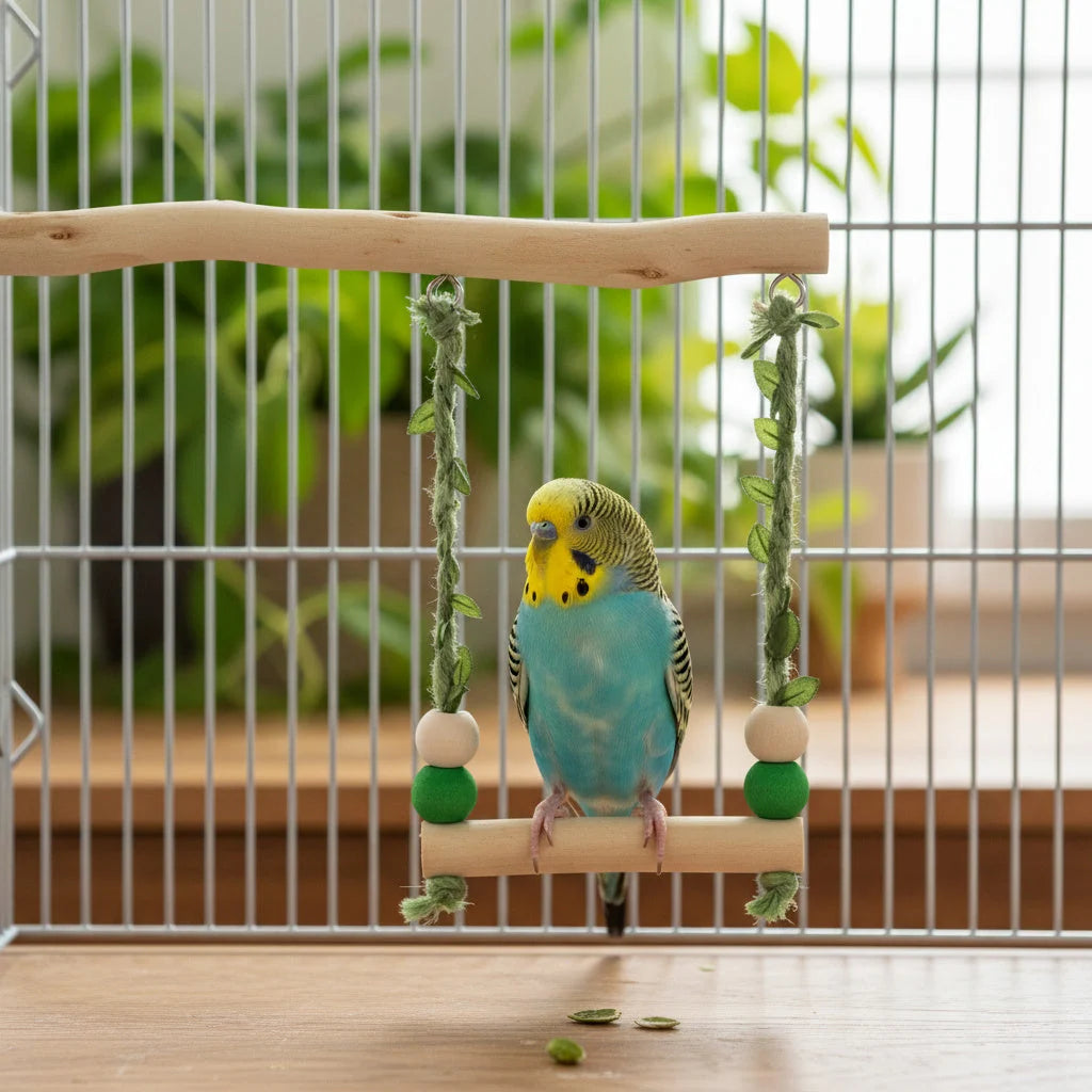 Bird Swing Natural Wood Cage Hanging
