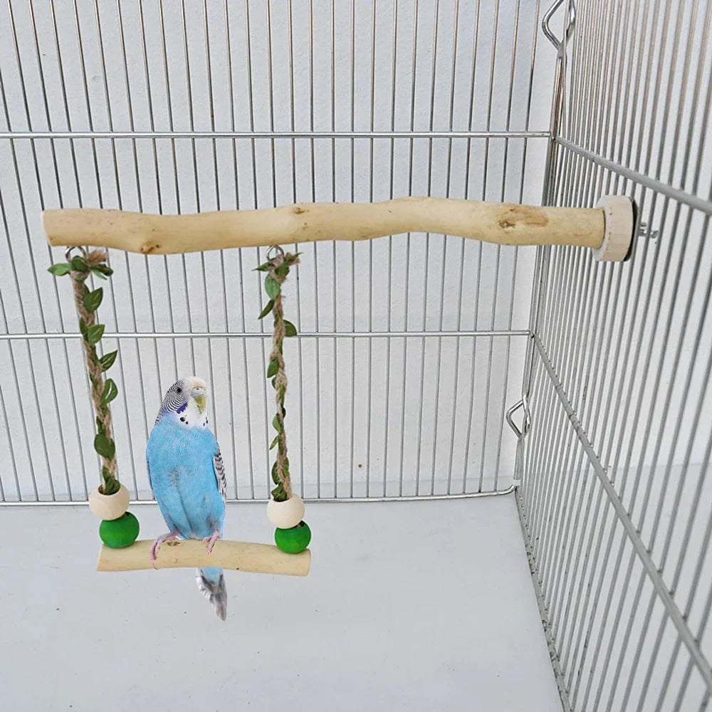 Bird Swing Natural Wood Cage Hanging