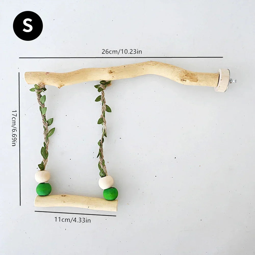Bird Swing Natural Wood Cage Hanging